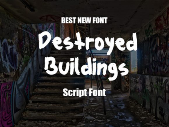 Destroyed Buildings: A Brushed Display Font for Bold Maker Designs